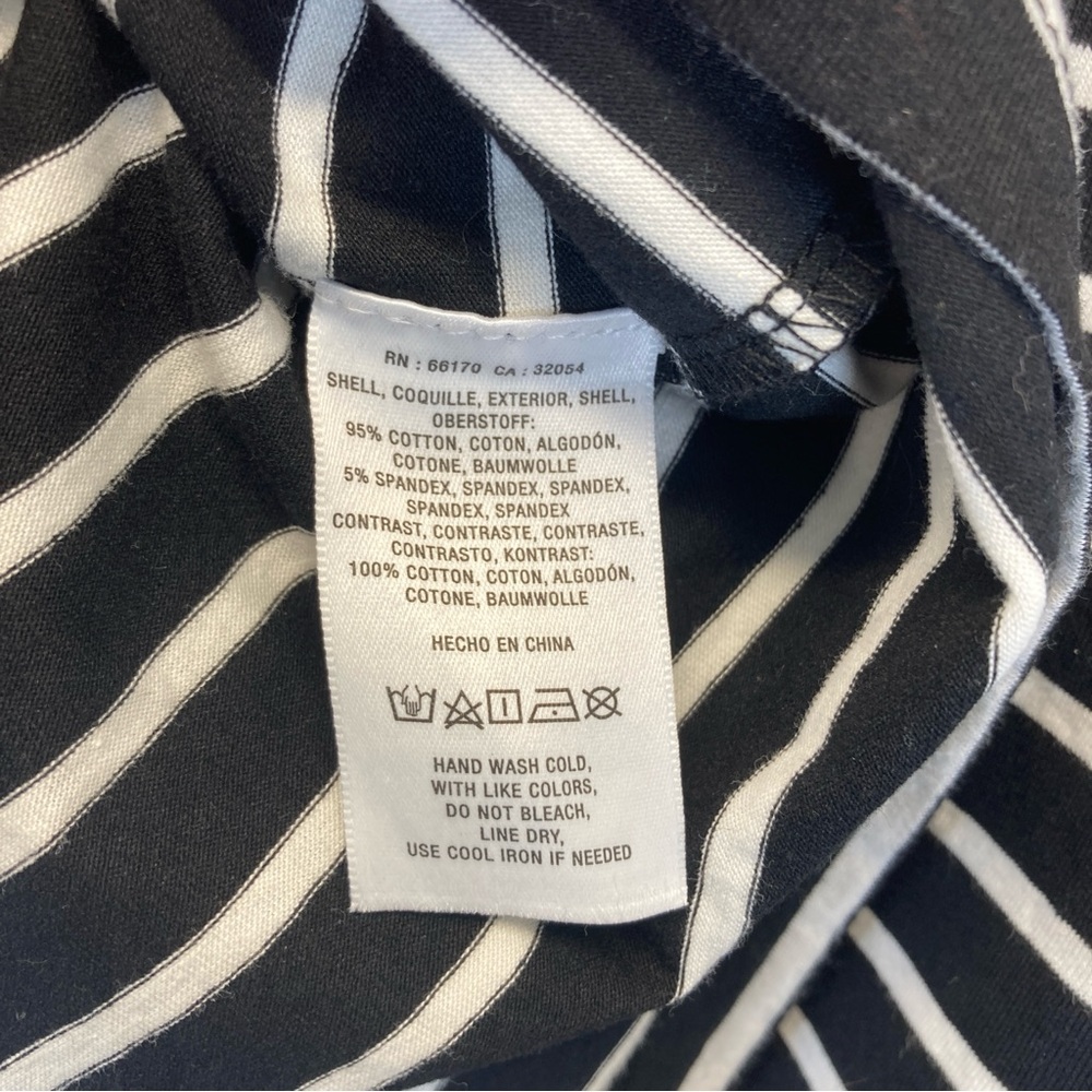 Anthropologie M Black White Striped Mixed Media Long Bell Sleeve Top - Picture 9 of 11